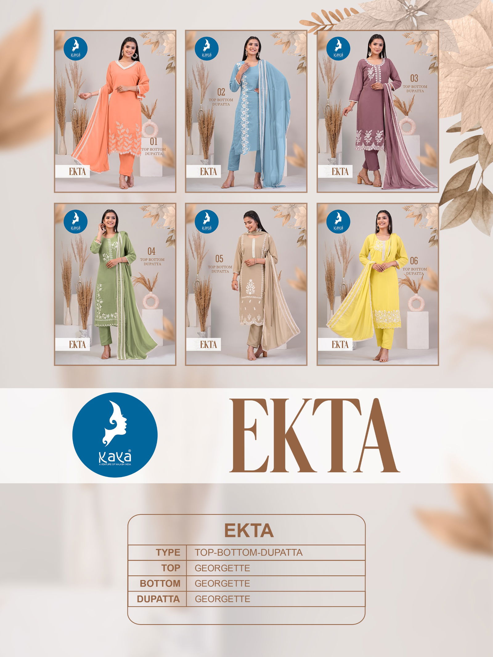 Ekta By Kaya Special Eid Design Georgette Kurti With Bottom Dupatta Wholesale Price In Surat